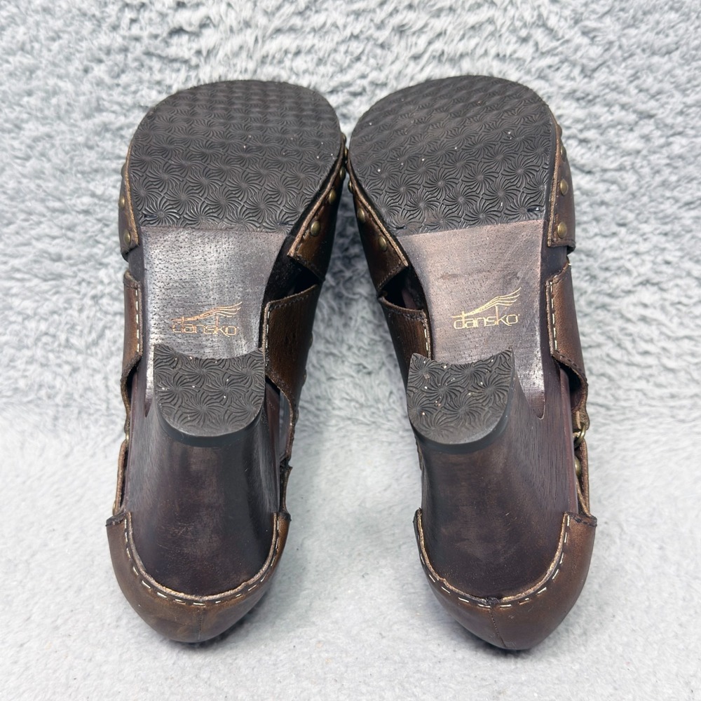 Dansko Ryder Womens Size 39 US 8.5-9 Clogs Heels Shoes Brown Leather Studded - Picture 8 of 9